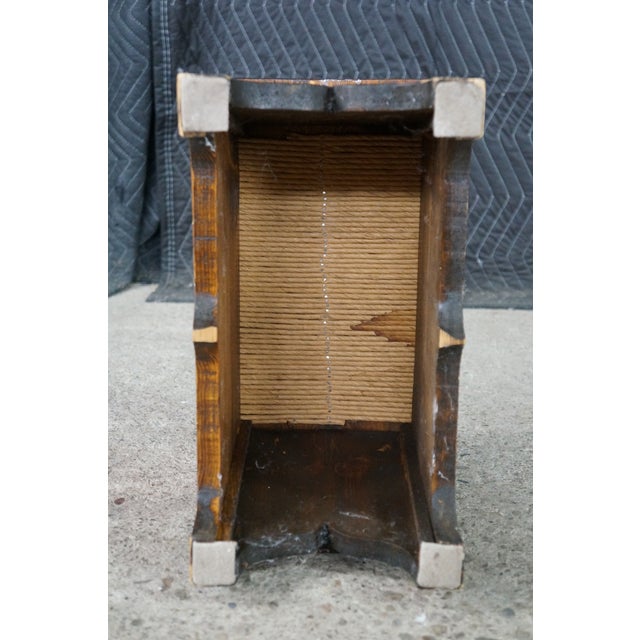 Antique Primitive Shaker Style Spinning Chair Rush Stool Bench Seat Folk Art 37" For Sale - Image 14 of 18