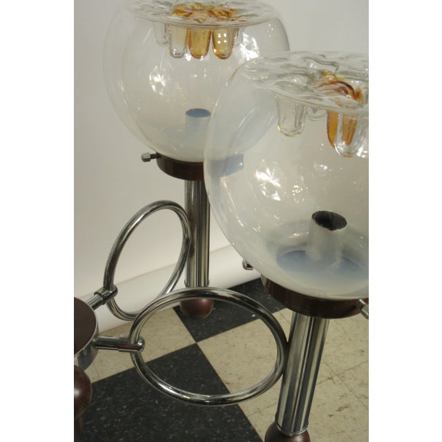Chrome 1970s Italian Mazzega Glass Chrome Chandelier For Sale - Image 8 of 12
