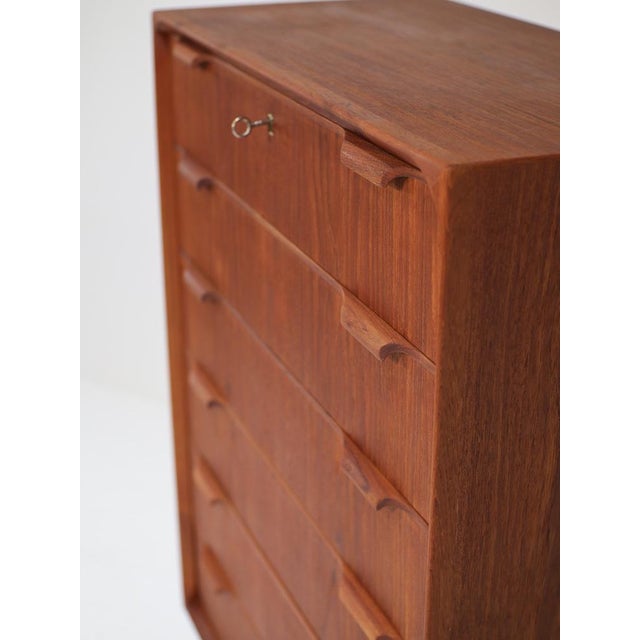 Tall Vintage Danish Chest of Drawers in Teak, 1960s For Sale - Image 4 of 16