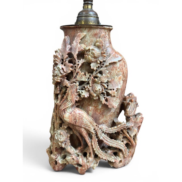 Antique Chinese Carved Soapstone Lamp For Sale In Los Angeles - Image 6 of 7