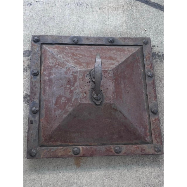 Antique Decorated & Riveted Tole Coal Hod for Fireplace. Includes Inner Bucket and Tongs. For Sale - Image 4 of 7