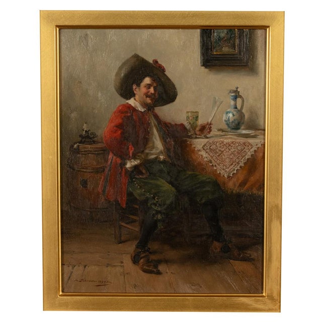 A fine German classical oil on canvas by the genre and portrait artist Albert Friedrich Schröder (1854-1939), signed &...