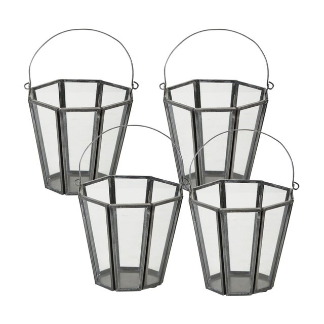Modern Iron Candle Holder Bucket with Handle (Set of 4) For Sale - Image 3 of 3
