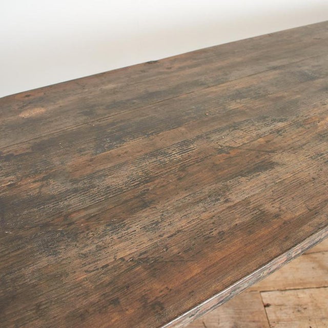 Antique French Cast Iron Bistro Table with Wooden Top, 1890s For Sale - Image 3 of 13