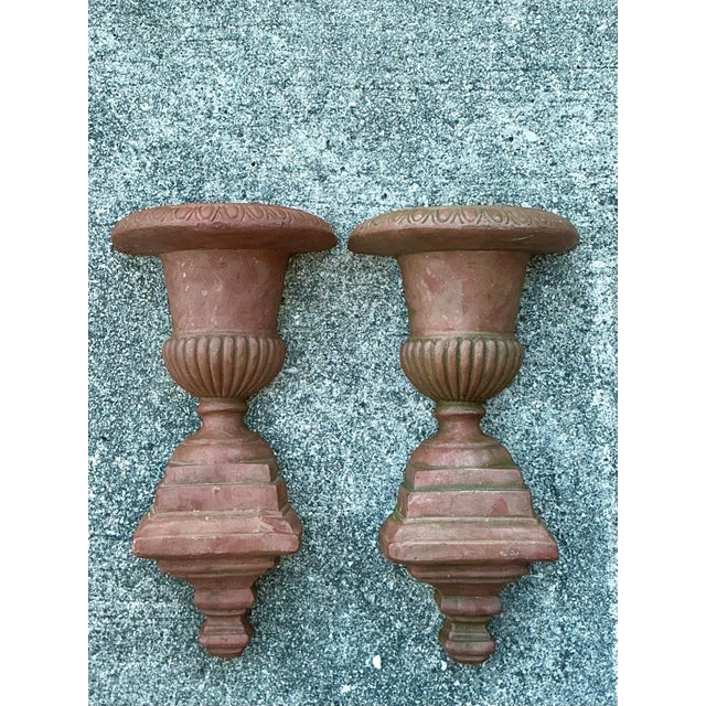 Vintage Fluted Urn Wall Pockets - A Pair For Sale - Image 9 of 12