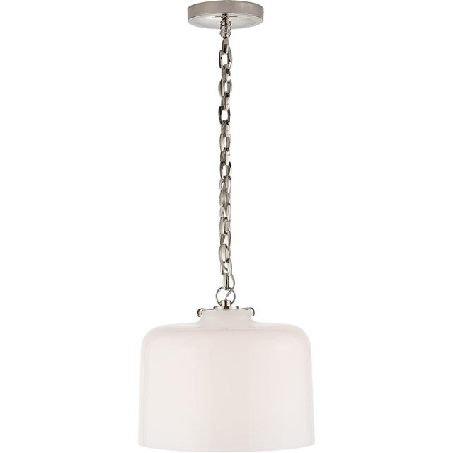 Transitional Thomas O'Brien for Visual Comfort Signature Katie Dome Pendant in Polished Nickel with White Glass For Sale - Image 3 of 4