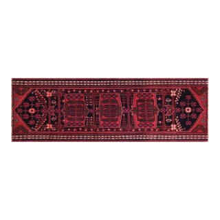 Vintage Hand-Knotted Wool Runner Rug – 3.10 X 8.3 Red Tribal For Sale