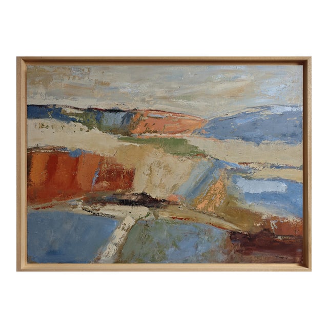 Au-Delà Des Terres, Contemporary Abstract Landscape Oil Painting, Framed by Sophie Dumont For Sale