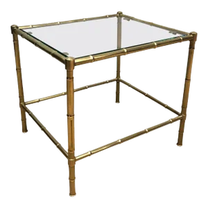 1970s Faux-Bamboo Brass Side Table in the Style of Jacques Adnet