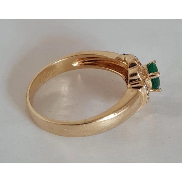 Metal Vintage 18ct Gold Emerald & Diamond Ring, 1970s For Sale - Image 7 of 9