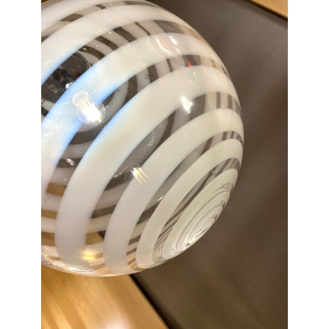 Murano Contemporary White and Transparent Sphere in Murano Glass Swirl Venini Style For Sale - Image 4 of 10