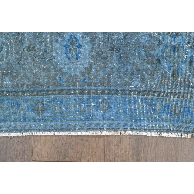 1960s Vintage Persian Handmade Wool Cotton Blue Area Rug For Sale - Image 4 of 11