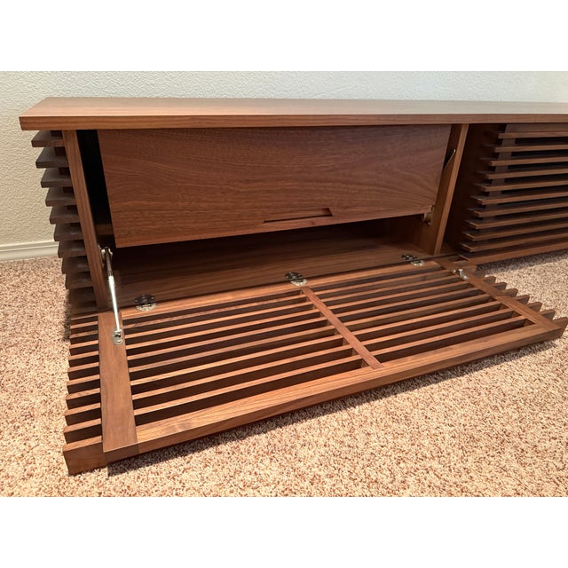 2010s ***Mint Condition Design Within Reach Line Media Console Walnut Wood 71"** For Sale - Image 5 of 18