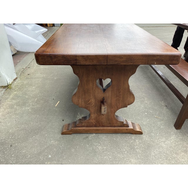 French Vintage Solid Oak Monastery Table For Sale In New York - Image 6 of 12