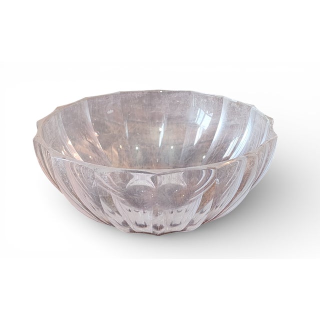 A Good Faceted Paneled Crystal Serving Bowl, attributed to Nachtmann Glass Co, c1970s 8.5" diameter X 3.75 inches high....