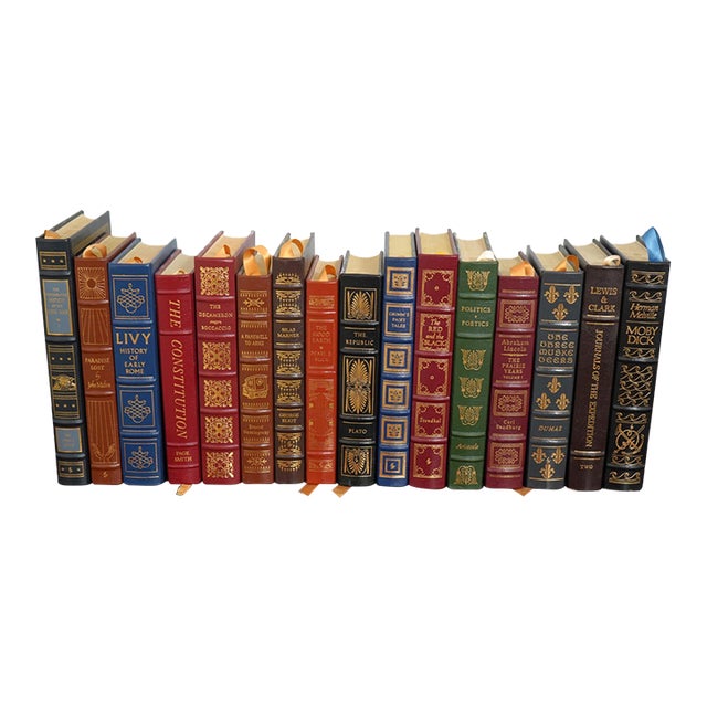 Set of 16 Gold Embossed Leather Bound Books W/ Gilt Edge by the Eaton Press For Sale