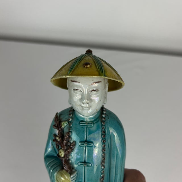 Turquoise Late 19th Century, Porcelain Chinese Figure For Sale - Image 8 of 8