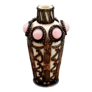 Porcelain Flower Pot with Filigree Silver Structure For Sale