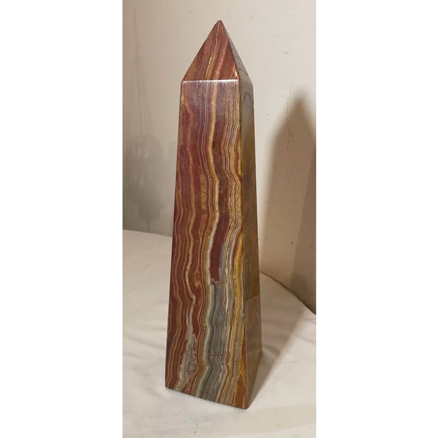 Grand Tour Huge Vintage Solid Red Onyx Stone Gran Tour Obelisk Statue Table Sculpture For Sale - Image 3 of 15