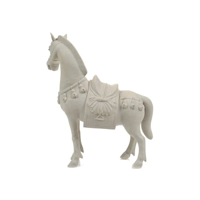 Ceramic Chinese Bisque Porcelain Horse Figurines - 2 For Sale - Image 7 of 9