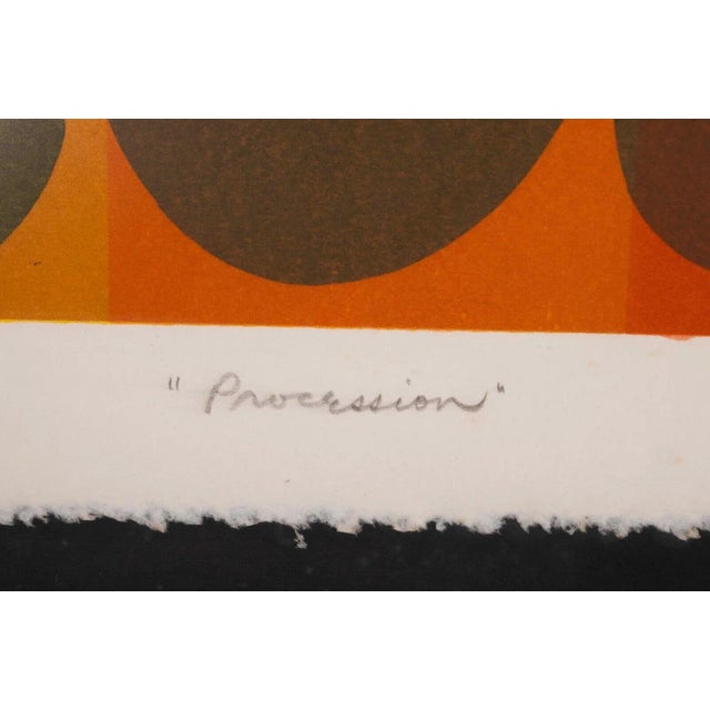 Max Shaye Procession Signed Abstract Retro Op Art Silkscreen 33/39 Framed 1970s For Sale - Image 11 of 12