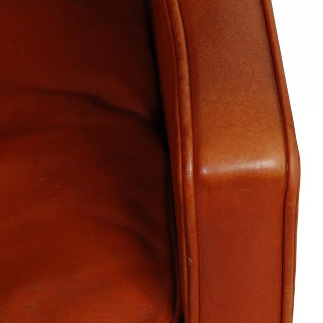 Brown 2204 Wingchair in Cognac Leather by Børge Mogensen, 1980s For Sale - Image 8 of 18