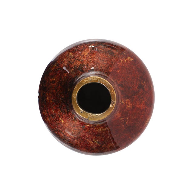 Contemporary Sharma Crimson Gold Slanted Vase Large For Sale - Image 3 of 10