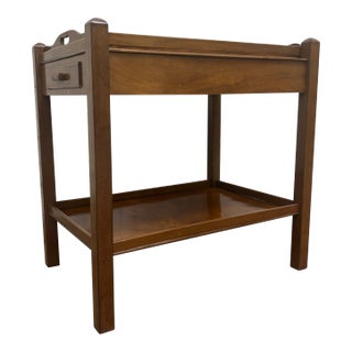 Vintage Chippendale Style Tray Top Nightstand Bedside Table Side Table Tea Table For Sale
