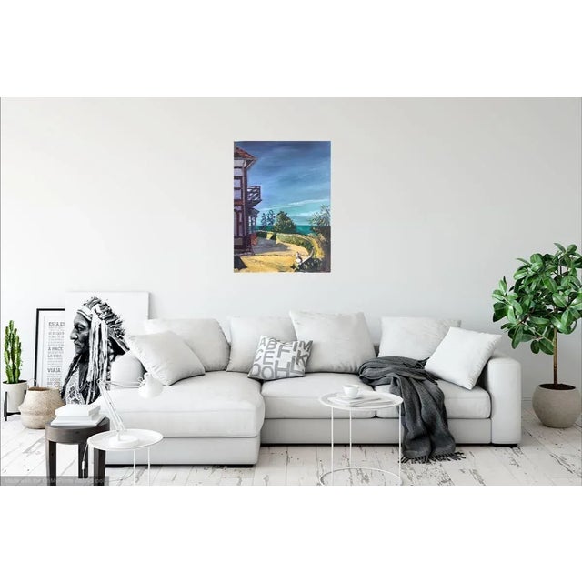 2020s Surrealistic Oil Painting of a Villa in the North of France For Sale - Image 5 of 5