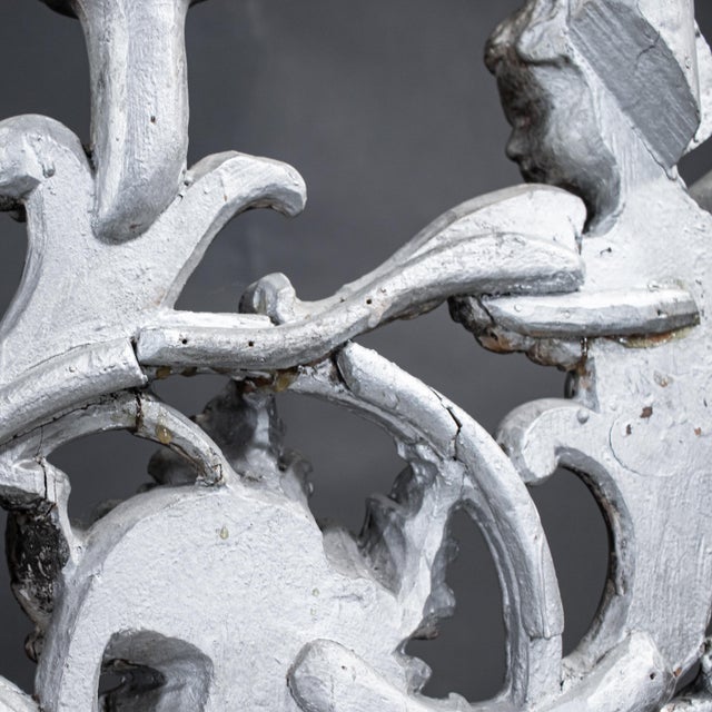 Large 19th Century Italian Rococo Style Silver‑Leaf Carved Wood Altar Candelabra For Sale - Image 18 of 18