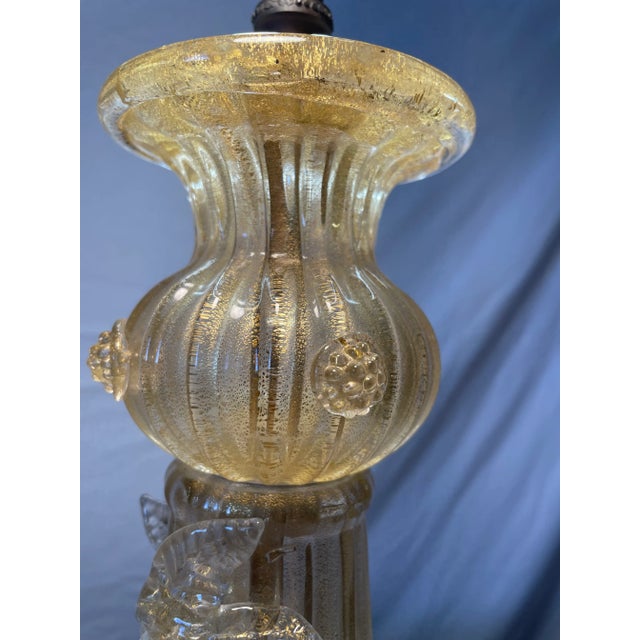 Gold 1940s Bubble Gold and Gold Leaf "Cordonato D'Oro" Murano Glass Lamp by Barovier & Toso For Sale - Image 8 of 13