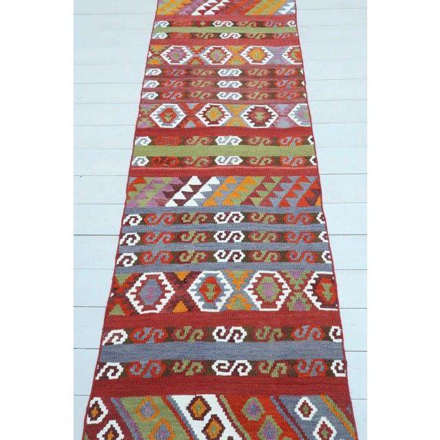 Art Deco Vintage Turkish Malatya Kilim Runner For Sale - Image 3 of 10