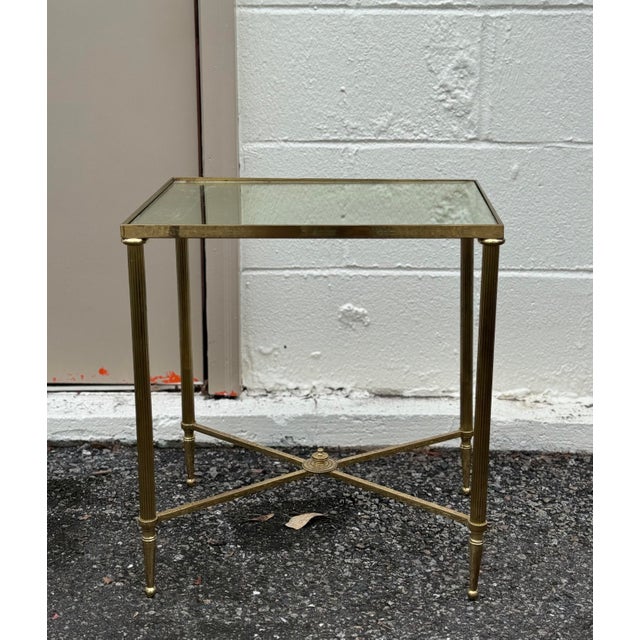 1960s Neoclassical Jansen Style Italian Brass XBase Side Table With Inset Mirrored Top Chairish