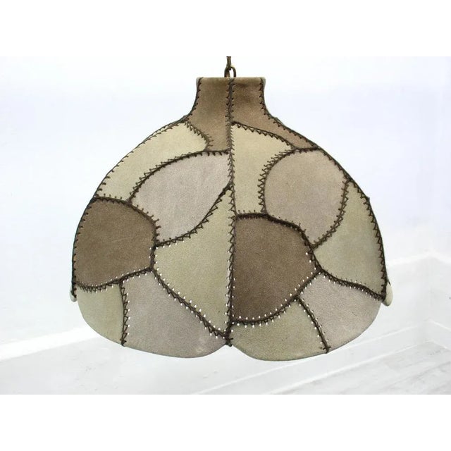Metal Ceiling Lamp in Suede Patchwork, 1970s For Sale - Image 7 of 10