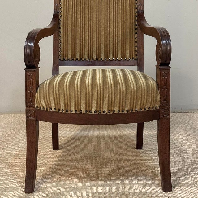 Pair of French Empire Period Mahogany Ormolu Armchairs ~ Fauteuils For Sale - Image 9 of 18