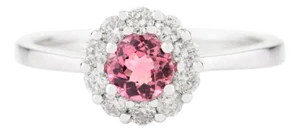 Radiant Tourmaline Engagement Ring With Diamonds in 14k Gold Size 7