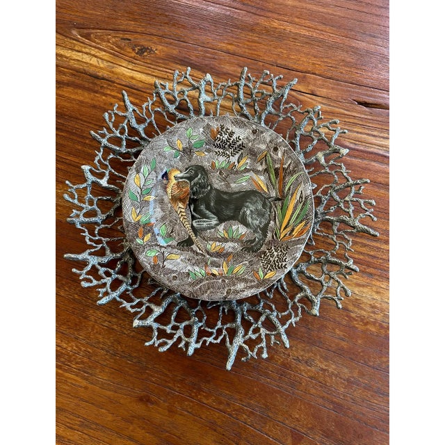 Vintage 15” Faux Coral Metal Shallow Bowl For Sale - Image 16 of 18