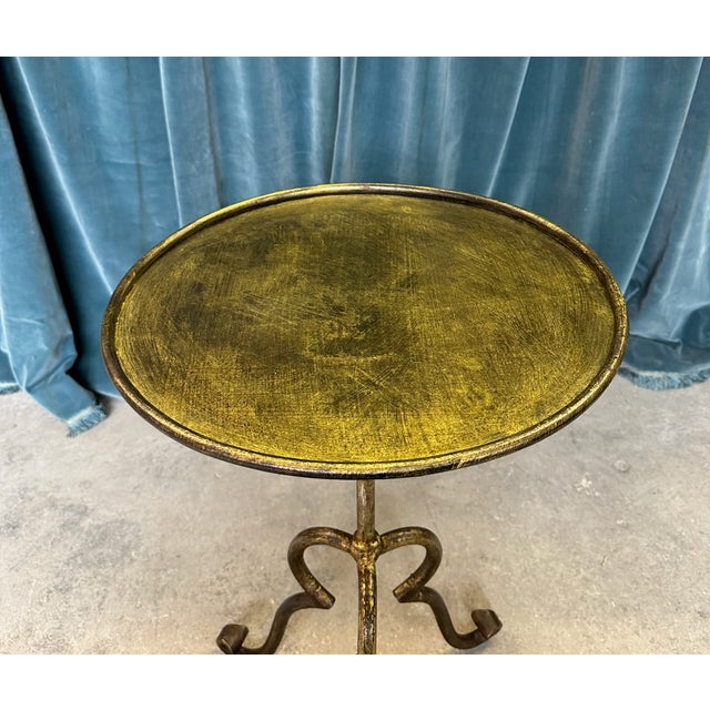 Gold Spanish Gilt Iron Side Table on an Elevated Tripod Base For Sale - Image 8 of 12