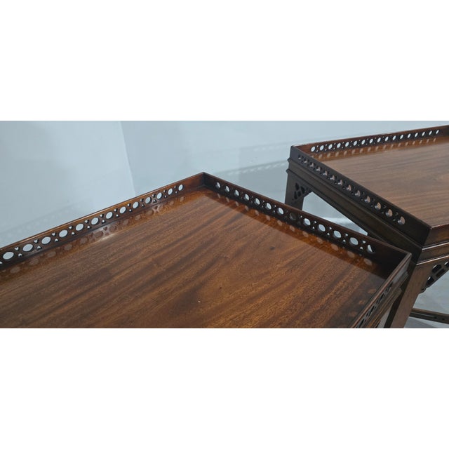 Chippendale Mahogany Side Lamp Tables, 1910, Set of 2 For Sale - Image 9 of 11