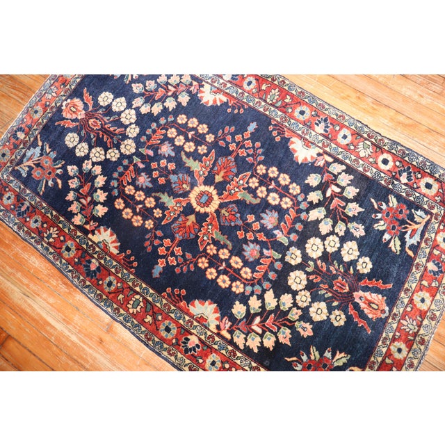 Antique Navy Blue Persian Sarouk Rug - 2'9" x 4'7" For Sale - Image 4 of 9