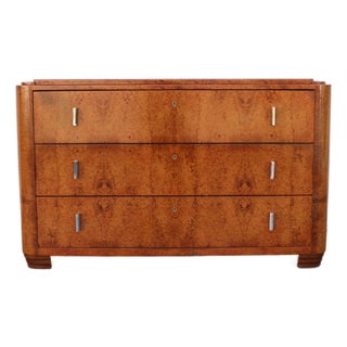 1920s French Art Deco Burl Wood Waterfall Chest of Drawers / Dresser by Roger Bal For Sale