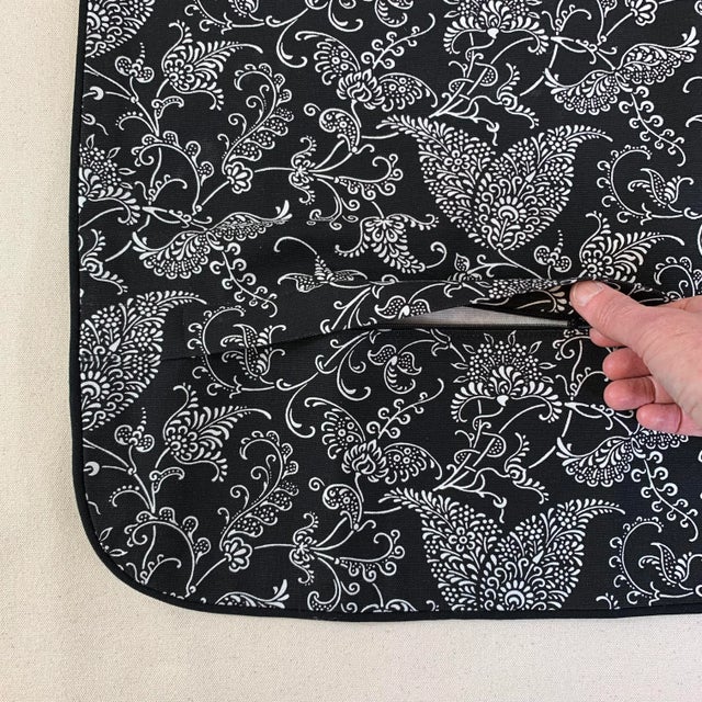 2020s Designer Premier Prints MM Designs Black & White Botanical Floral Leaf Paisley Scroll Pillow Covers- a Pair For Sale - Image 5 of 9