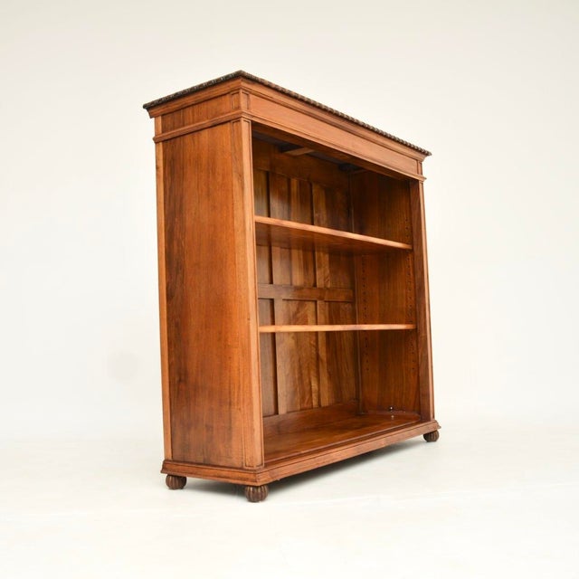1920s Antique Walnut Open Bookcase, 1920 For Sale - Image 5 of 11