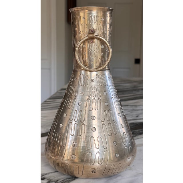 Made in India Mid-Century Modernist Solid Brass Vase, Polished For Sale - Image 9 of 13