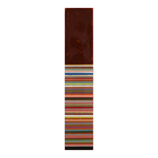 Tall Sunspot 68 - Original Neutral Multicolor Minimalist Acrylic and Resin Abstract on Wood Panel For Sale