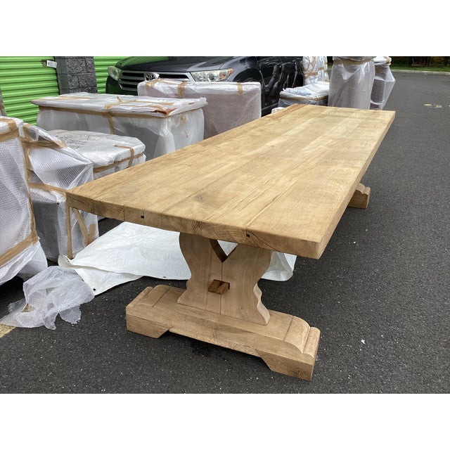 10Ft. Antique French Weathered Oak Farm Table For Sale - Image 9 of 18