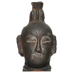 Song to Ming Dynasty Cast Iron Daoist Buddhist Head
