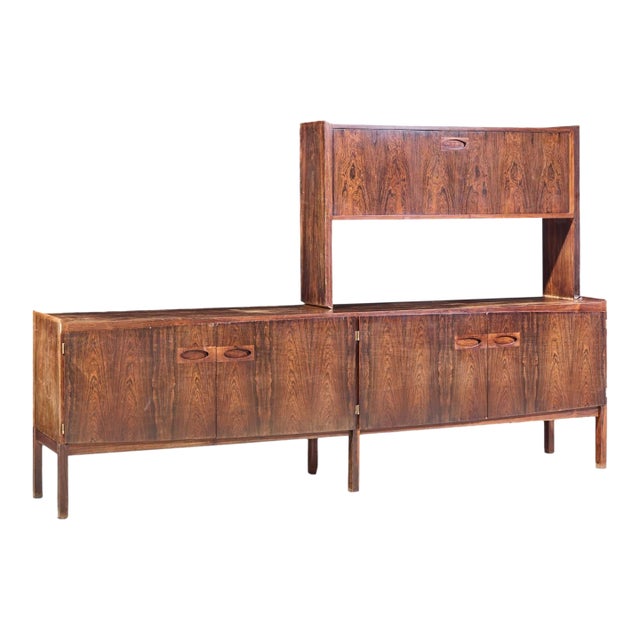 Arne Hovmand-Olsen for Mogens Kold Møbelfabrik Mid Century Danish Rosewood Credenza and Bar Hutch For Sale