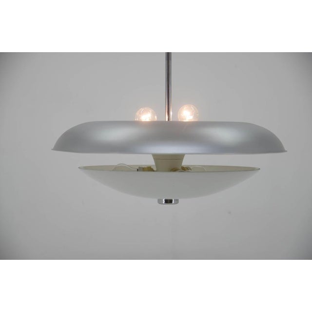Bauhaus UFO Chandelier in Chrome & Glass, Czech Republic, 1930s For Sale - Image 13 of 15
