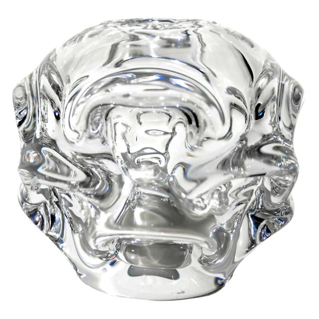 Spherical Hand-Blown Clear Glass Vase attributed to Börne Augustsson for Aseda Glasbruk, Sweden, 1950s For Sale - Image 7 of 7